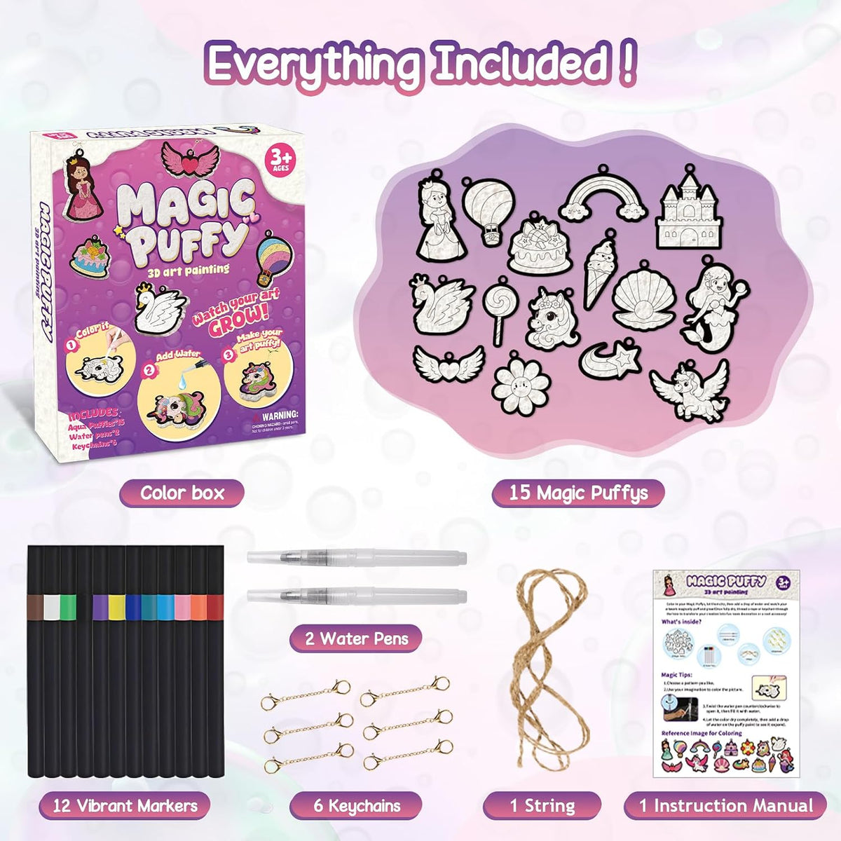3D Puffy Craft Kit - Magic Puffys Texture Painting Kit For Kids