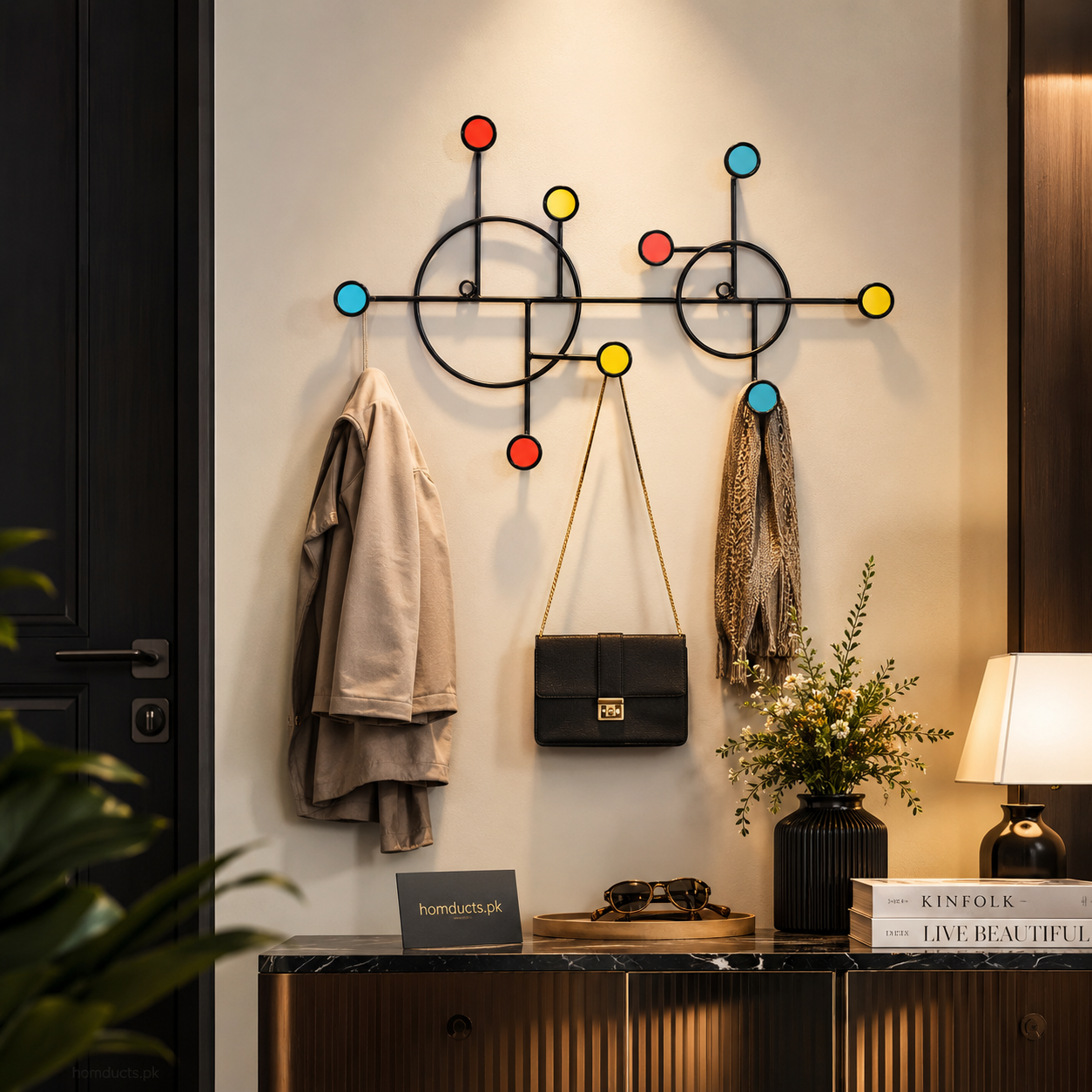 Luxury Nordic Geometric Wall Hook Rack for Entryway & Home Organization
