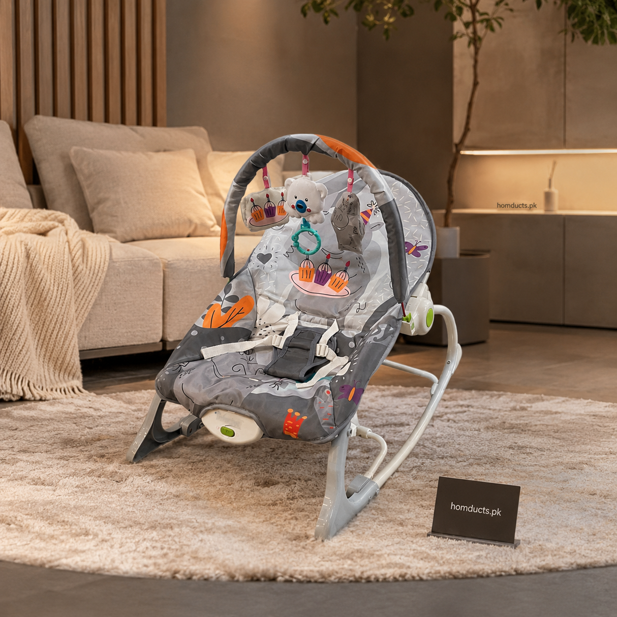 Luxury Baby Rocker Seat with Hanging Toys & Comfort Support