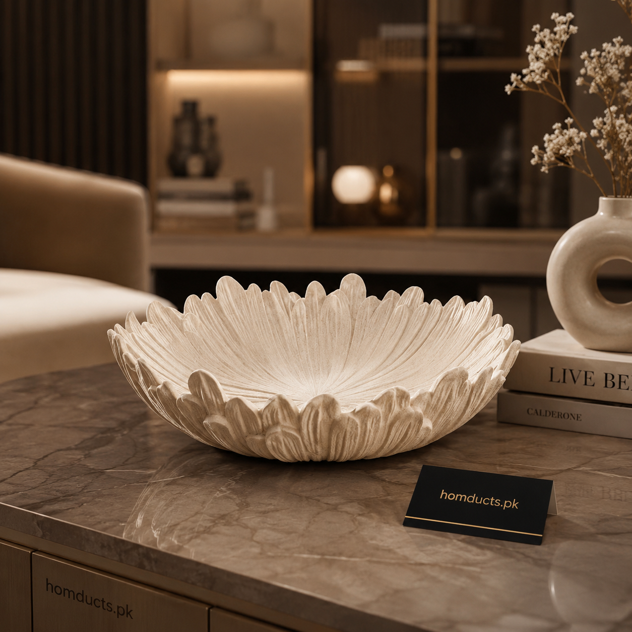 Luxury Floral Resin Decorative Bowl for Dining Table & Coffee Table Modern Home Décor Serving Tray Centerpiece