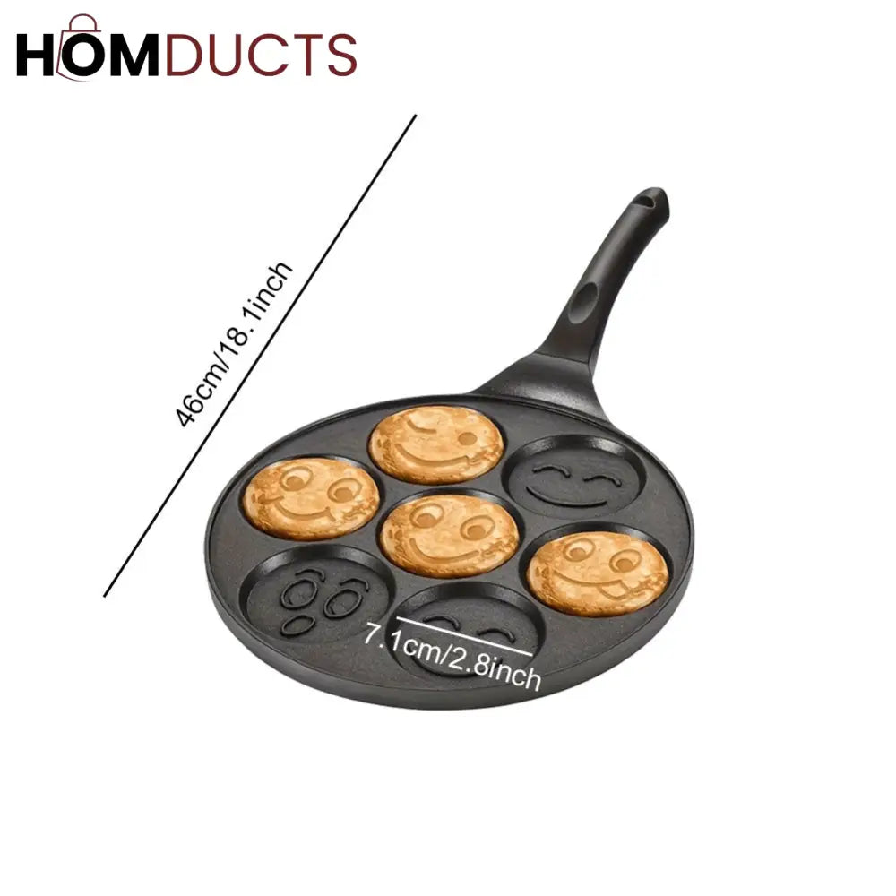 Multipurpose Non-Stick Smile Pancake Pan – 7 Slot Breakfast Maker for Eggs, Pancakes & More
