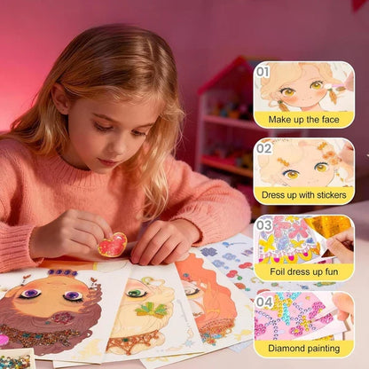 4-in-1 Princess Glam Makeup Kit with Gemstones, Foil & Stickers