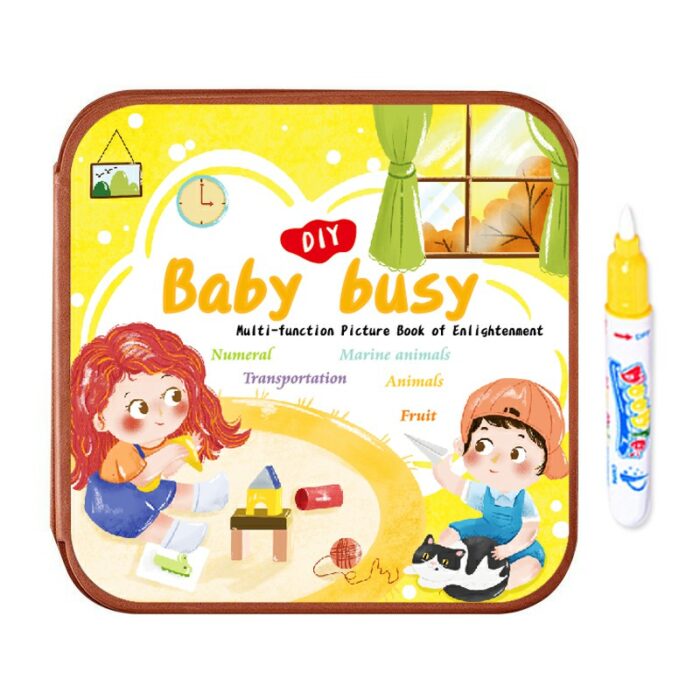 Reusable 2-in-1 Magic Water Doodle Drawing Busy Book for Kids