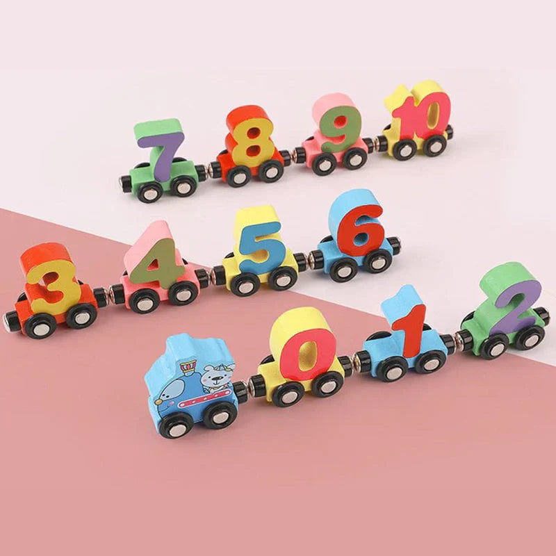 Wooden Colorful Magnetic Digital Number Train Toy For Kids