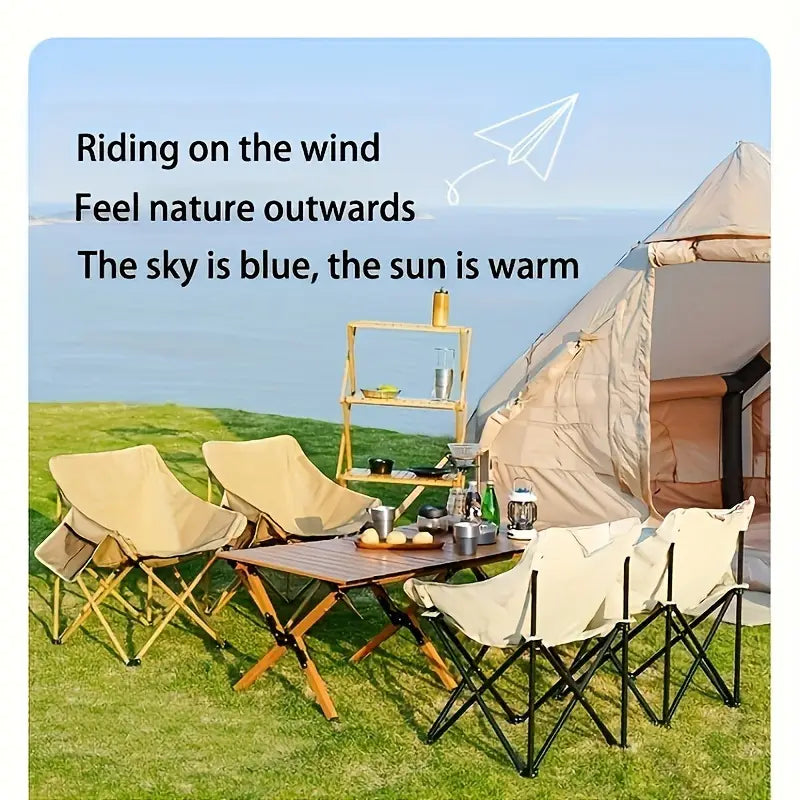Foldable Lightweight Camping Chair With Pocket & Carry Bag