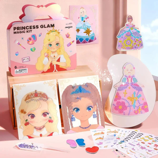 4-in-1 Princess Glam Makeup Kit with Gemstones, Foil & Stickers