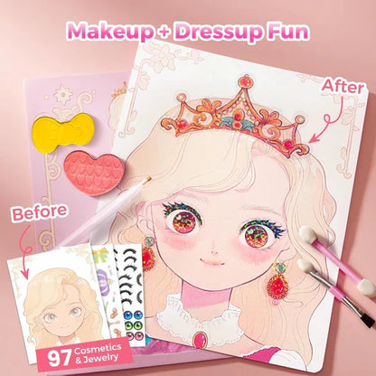 4-in-1 Princess Glam Makeup Kit with Gemstones, Foil & Stickers