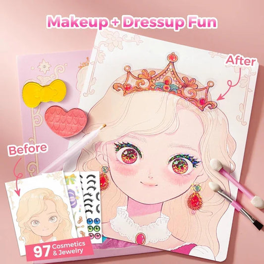 4-in-1 Princess Glam Makeup Kit with Gemstones, Foil & Stickers
