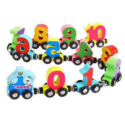 Wooden Colorful Magnetic Digital Number Train Toy For Kids