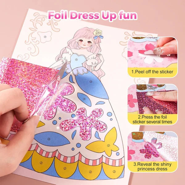 4-in-1 Princess Glam Makeup Kit with Gemstones, Foil & Stickers
