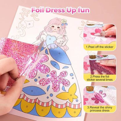 4-in-1 Princess Glam Makeup Kit with Gemstones, Foil & Stickers