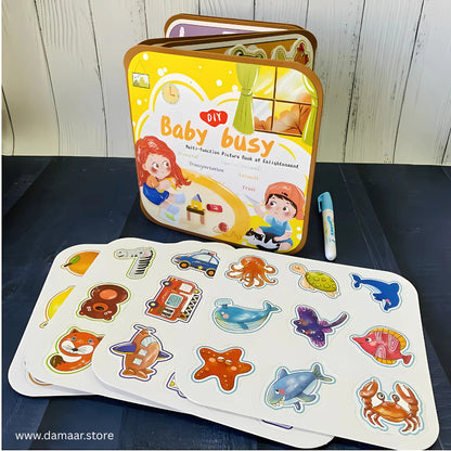 Reusable 2-in-1 Magic Water Doodle Drawing Busy Book for Kids