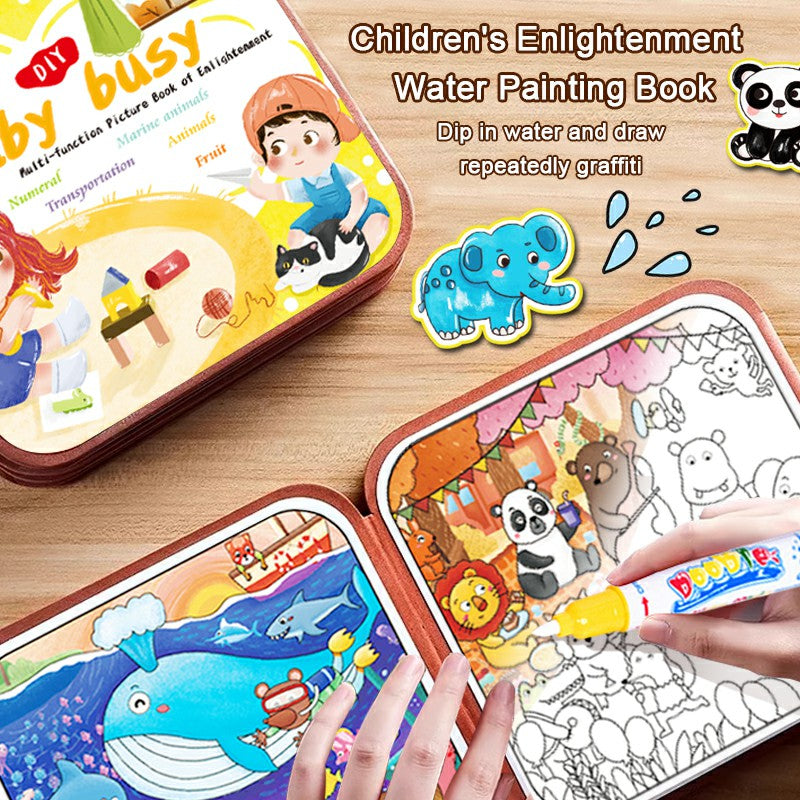 Reusable 2-in-1 Magic Water Doodle Drawing Busy Book for Kids