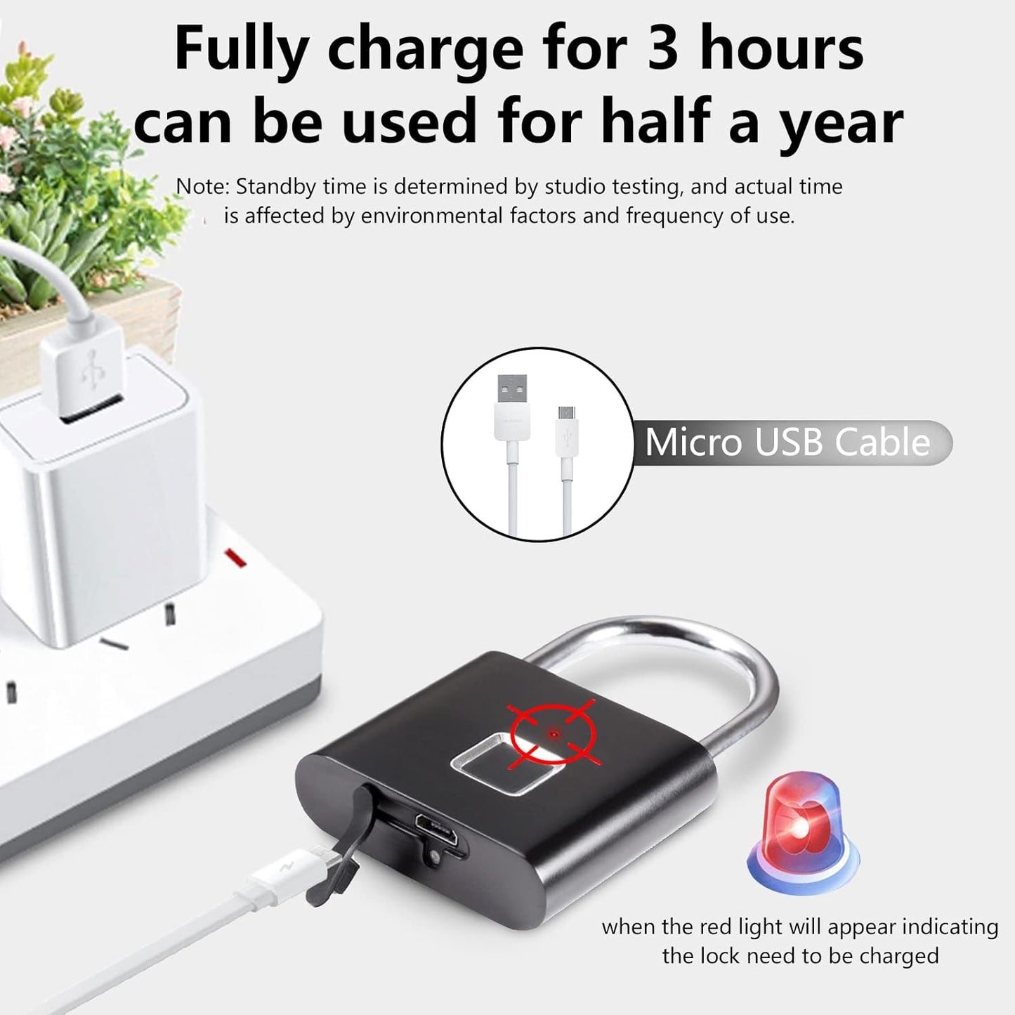 Rechargeable Keyless Fingerprint Padlock – Smart Biometric Lock
