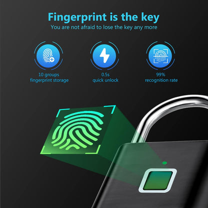 Rechargeable Keyless Fingerprint Padlock – Smart Biometric Lock