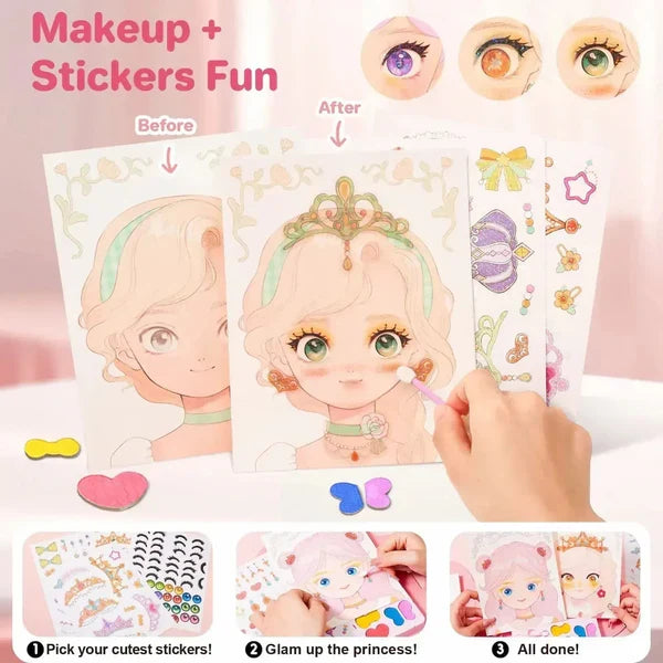 4-in-1 Princess Glam Makeup Kit with Gemstones, Foil & Stickers