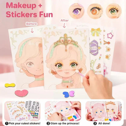 4-in-1 Princess Glam Makeup Kit with Gemstones, Foil & Stickers