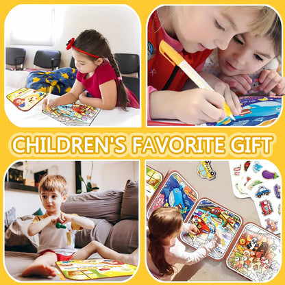 Reusable 2-in-1 Magic Water Doodle Drawing Busy Book for Kids