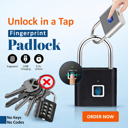 Rechargeable Keyless Fingerprint Padlock – Smart Biometric Lock