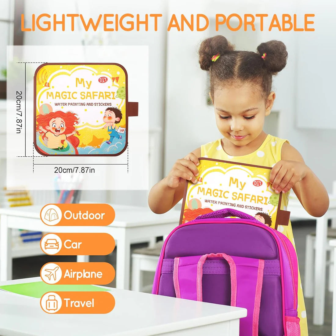 Reusable 2-in-1 Magic Water Doodle Drawing Busy Book for Kids