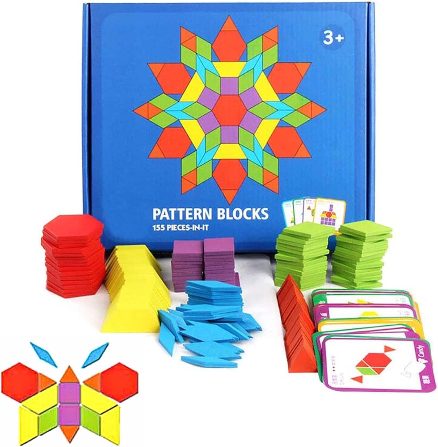 Montessori Wooden Geometric Shape Pattern Blocks Puzzle - 200 Pcs