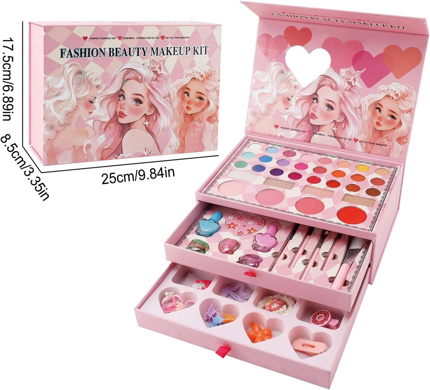 Kids Makeup Kit for Girls – Washable Beauty Set with Eyeshadow, Lip Gloss & Blush | Safe Non-Toxic Gift