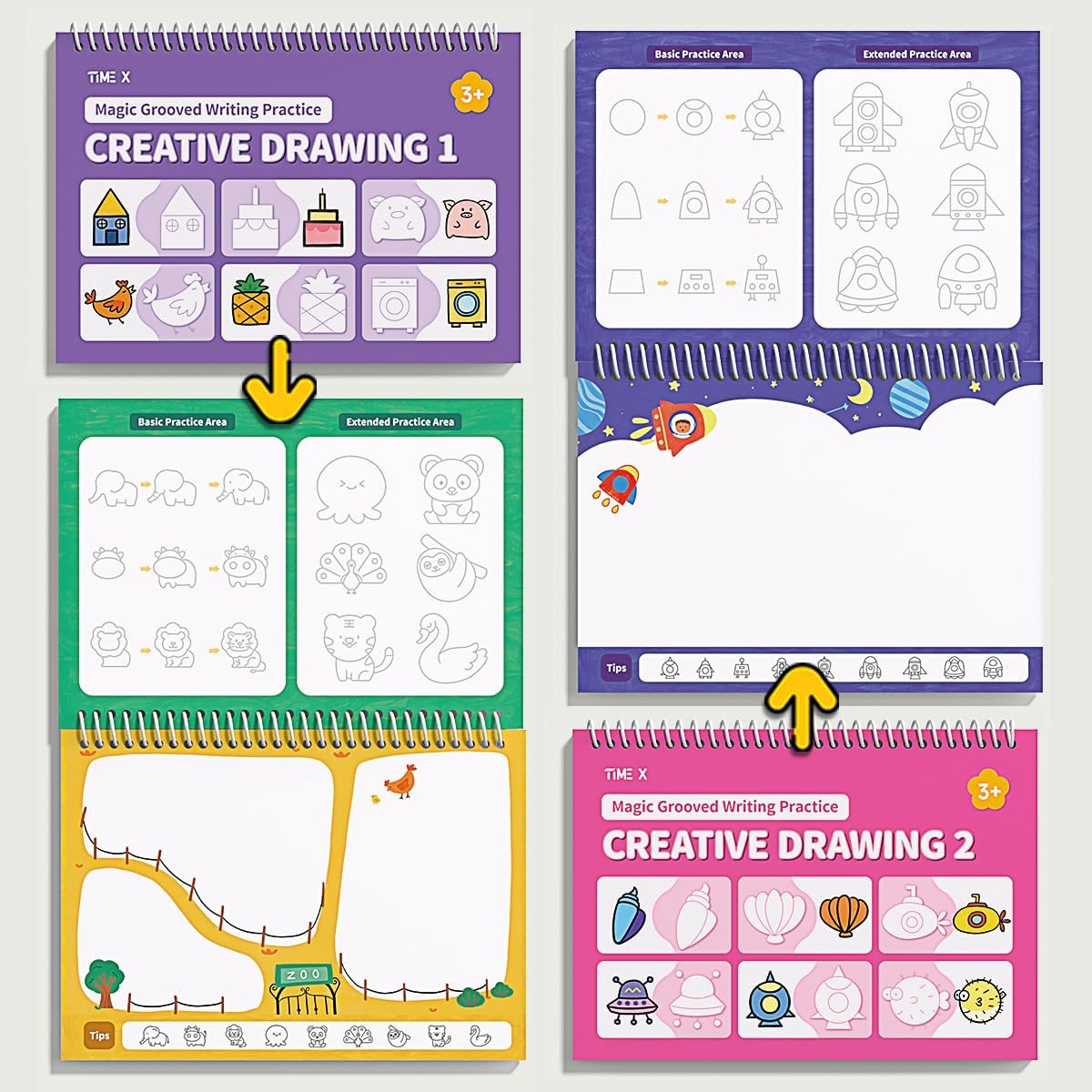 Reusable Magic Grooved Writing Practice Books for Kids - 6 Books Set