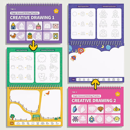 Reusable Magic Grooved Writing Practice Books for Kids - 6 Books Set