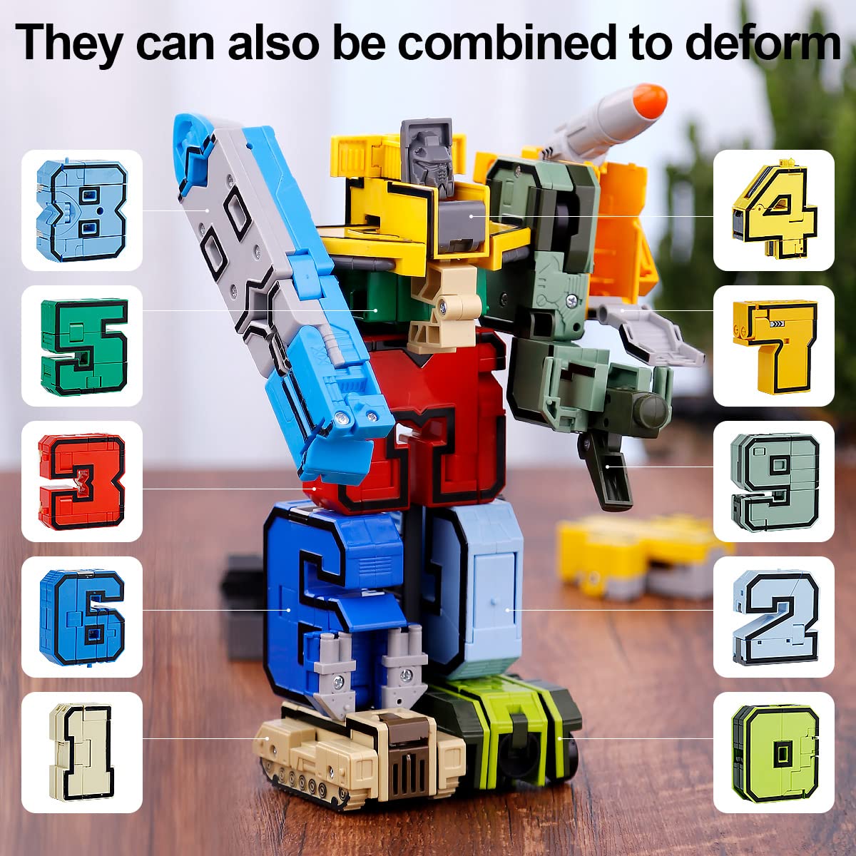 Kids Number Digit Transformer Robot Toy - 0 to 9