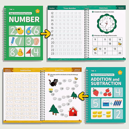 Reusable Magic Grooved Writing Practice Books for Kids - 6 Books Set