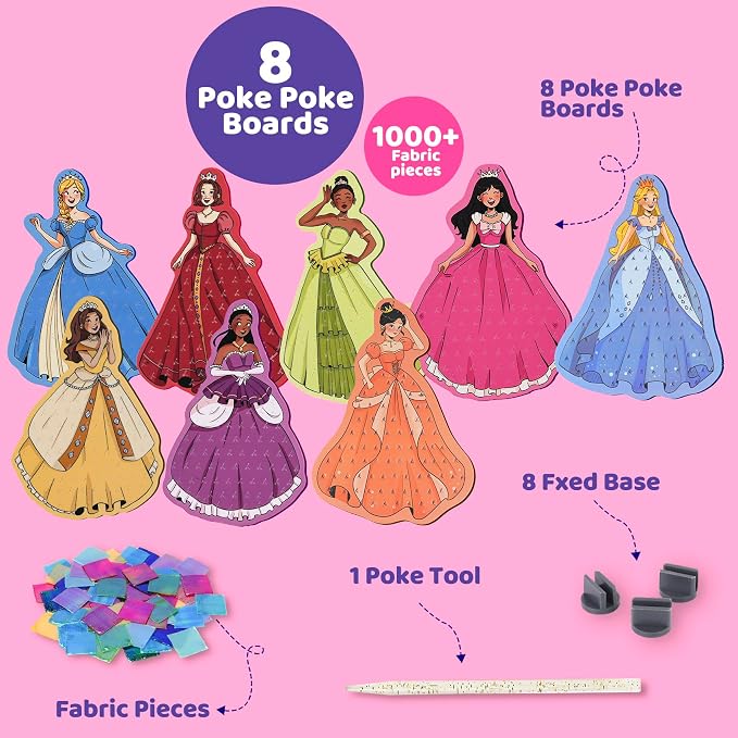 Princess Poke Art Craft Kit for Girls | DIY Creative Arts & Crafts Activity Toy | Fun Birthday Gift for Kids