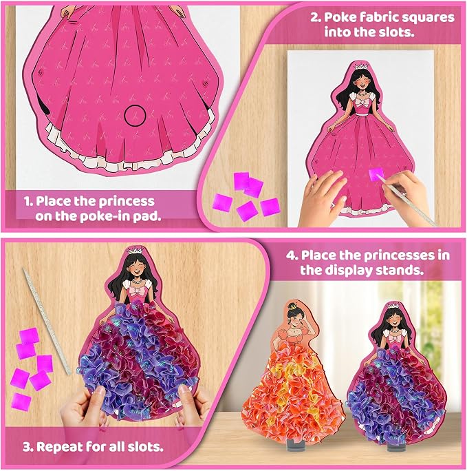 Princess Poke Art Craft Kit for Girls | DIY Creative Arts & Crafts Activity Toy | Fun Birthday Gift for Kids