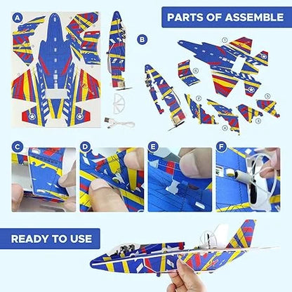 Rechargeable Self Assemble Flying Fighter Jet Aircraft Toy