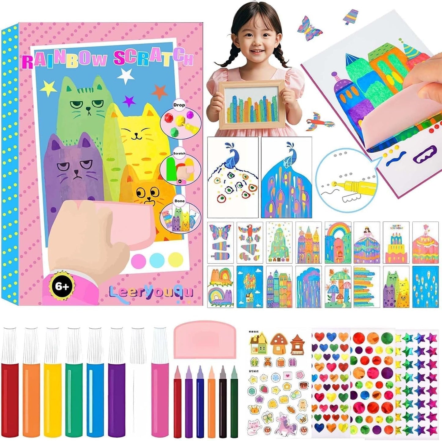 DIY Rainbow Scratch Art Painting Kit