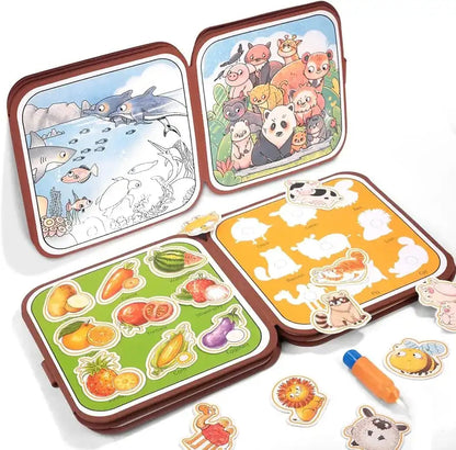 Reusable 2-in-1 Magic Water Doodle Drawing Busy Book for Kids