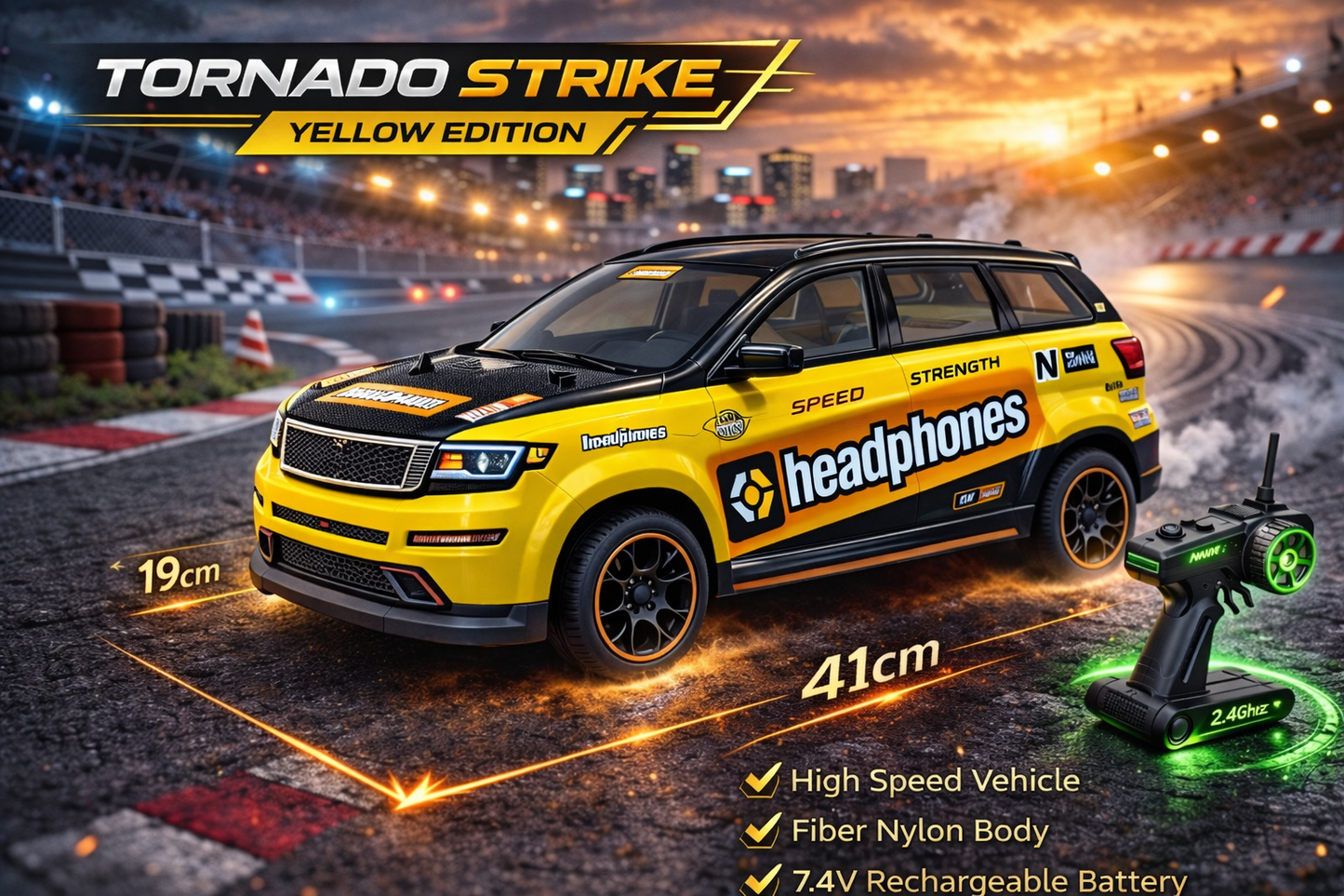 Big Size Premium High-Speed 4×4 RC Drift Car – 1:10 Scale, Rechargeable