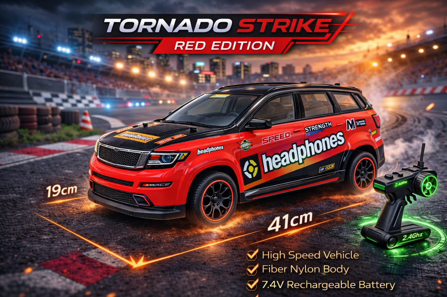 Big Size Premium High-Speed 4×4 RC Drift Car – 1:10 Scale, Rechargeable