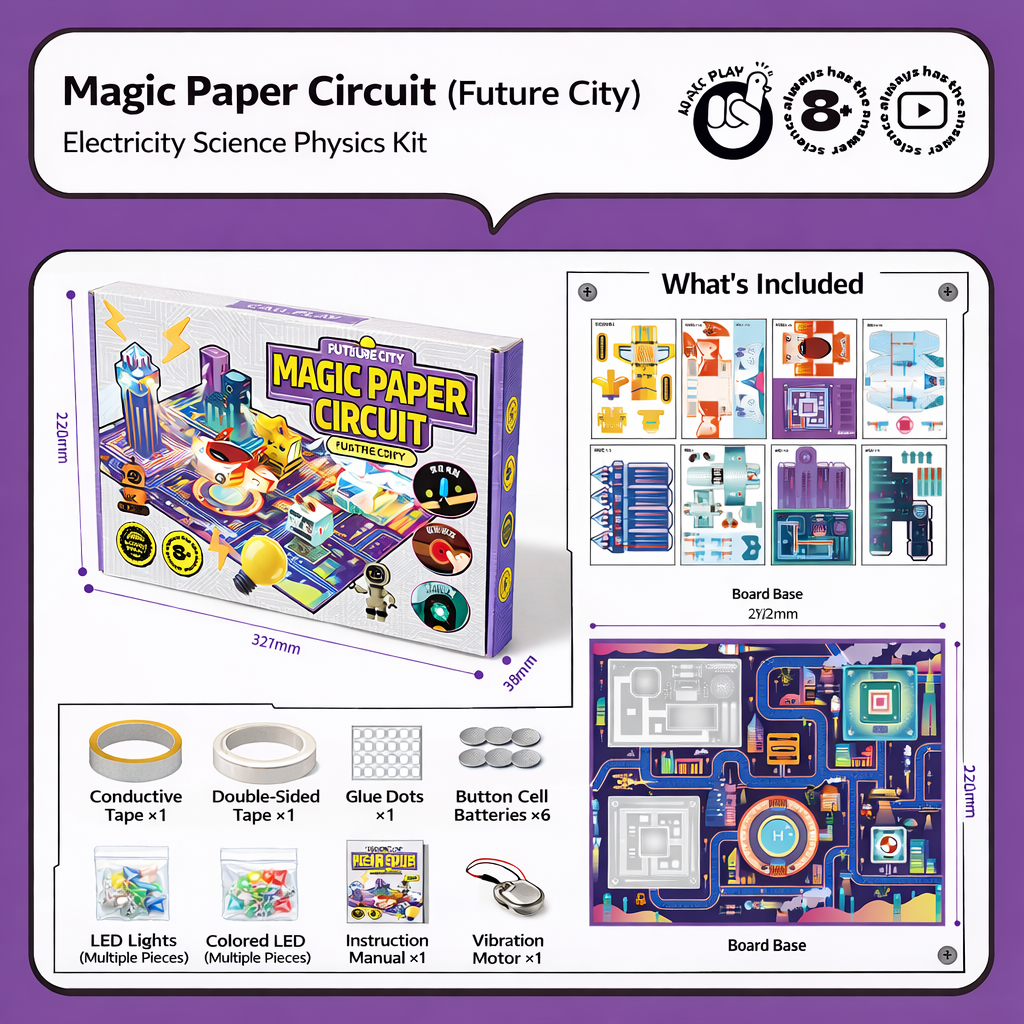 Magic Paper Circuit Kit for Kids – DIY STEM Electricity Learning Toy with LED Lights