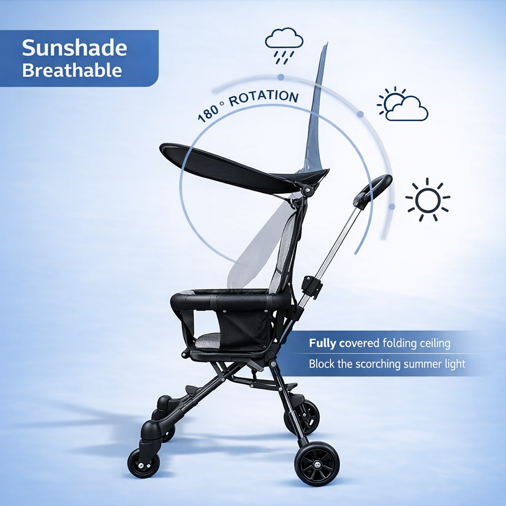 Foldable Baby Stroller With Sunshade