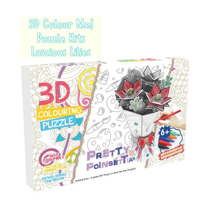 Self Assemble 3D Flower Colouring Puzzle Set With Markers