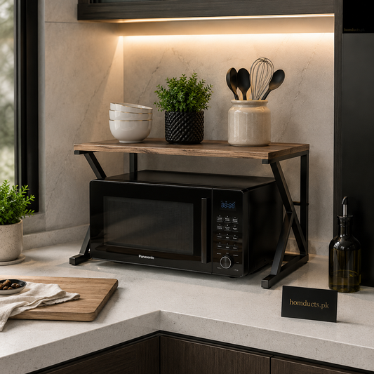 Luxury Industrial Kitchen Countertop Organizer Shelf Stand for Microwave, Coffee Station & Spice Storage