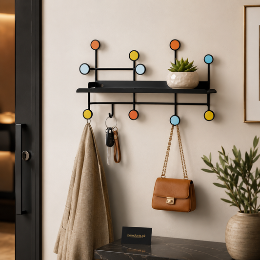 Luxury Modern Wall Shelf With Hooks & Key Holder Rack for Entryway Decor