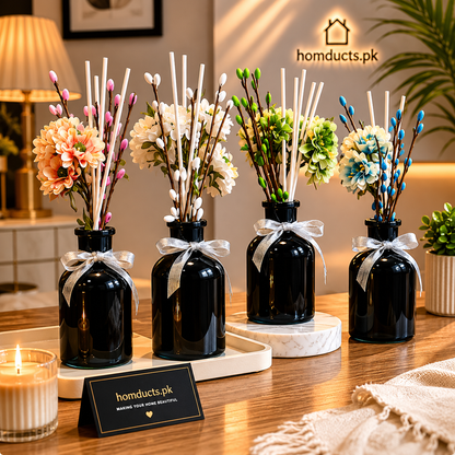 Luxury Floral Reed Diffuser Air Freshener with Decorative Vase – Elegant Home Fragrance Décor for Bedroom, Living Room & Office (1 PC)