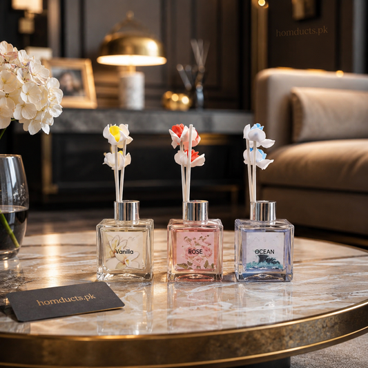 Luxury Floral Reed Diffuser Fragrance Set – Vanilla Rose Ocean Aroma Air Freshener for Home Bedroom Office Bathroom Decor (1 PC)