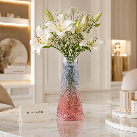 Luxury Crystal Gradient Glass Vase & Water Bottle – Elegant Multi-Purpose Decorative Floral Vase for Modern Homes