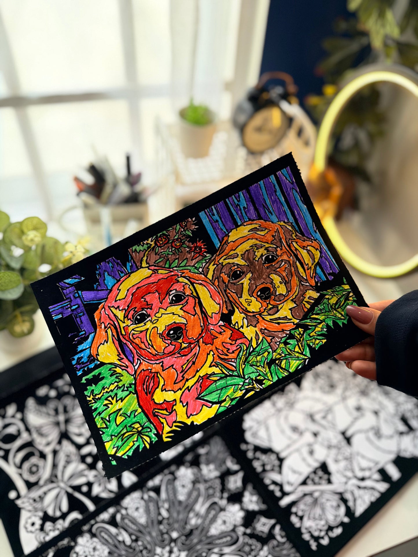 DIY Magic Fuzzy Velvet Coloring Posters With Colors