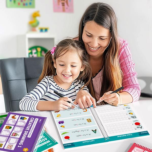 Reusable Magic Grooved Writing Practice Books for Kids - 6 Books Set