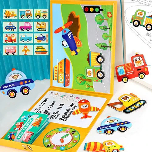 Montessori 3D Magnetic Puzzle Book With White Board & Marker