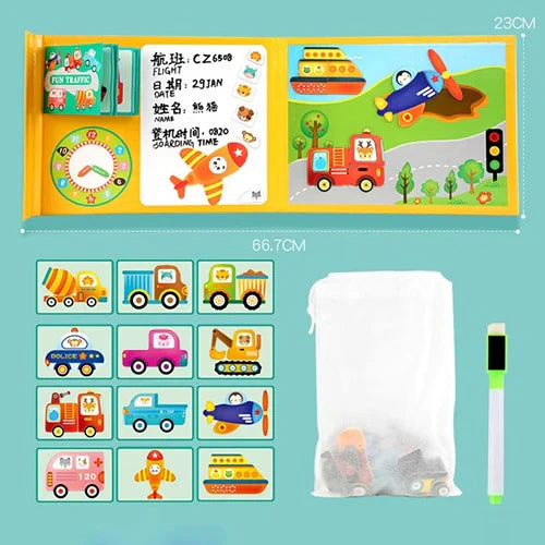 Montessori 3D Magnetic Puzzle Book With White Board & Marker
