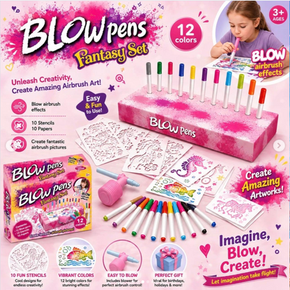 Kids Creative Blow Pen Airbrush Kit